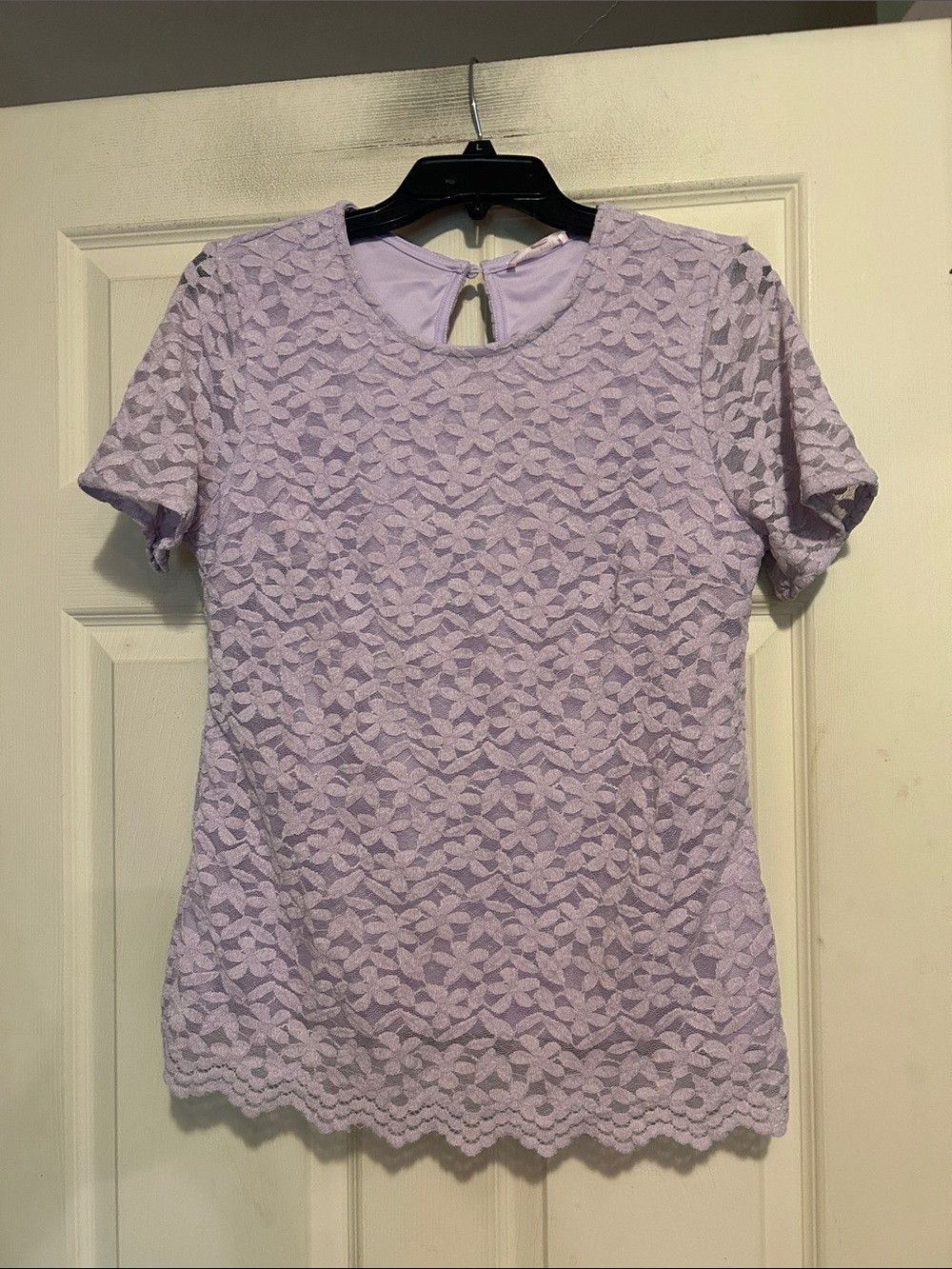 Teddi Rose Lilac Lace Short Sleeve Top Size Medium
